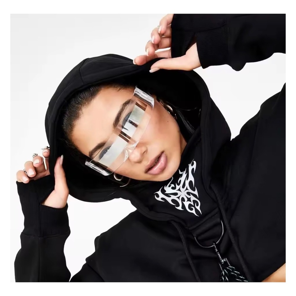 Futuristic Silver Mirror Shield Visor Sunglasses Clear Acrylic Cyberpunk Rave